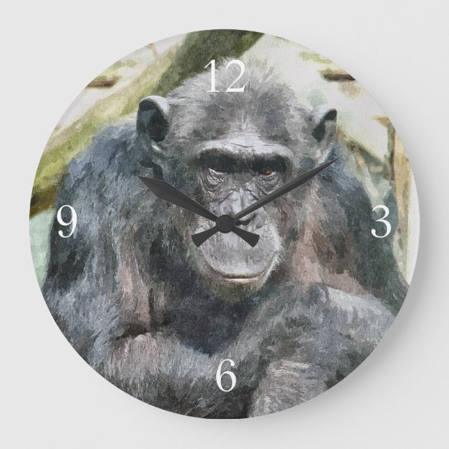 CHIMPANZEES LARGE CLOCK (Front)