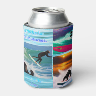 Chimpanzees Surfing Photo Collage, Can Cooler