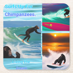Chimpanzees Surfing Photo Collage, Coasters