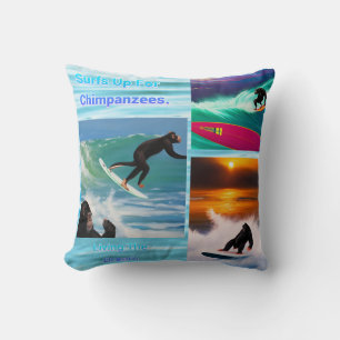 Chimpanzees Surfing Photo Collage, Cushion