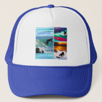 Chimpanzees Surfing Photo Collage, Truckers Hat