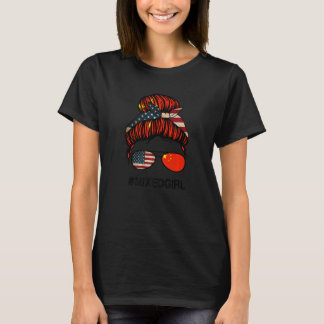 China American Flag  USA Chinese Messy Bun T-Shirt
