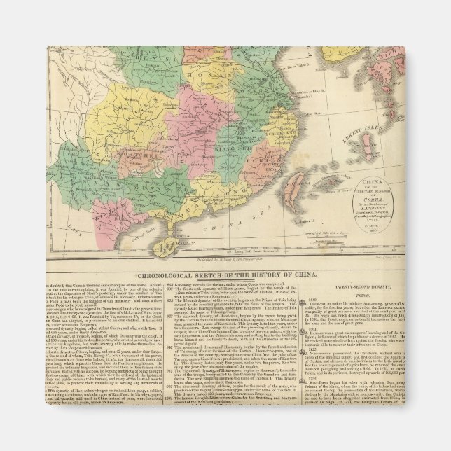 China and Japan Atlas Map Magnet (Front)