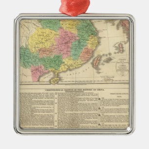 China and Japan Atlas Map Metal Ornament