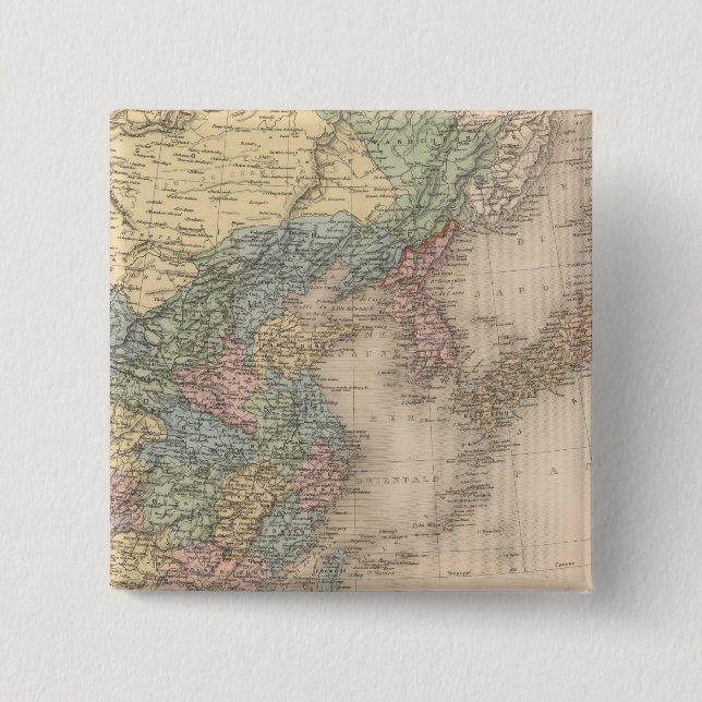 China and Korea 2 Inch Square Button (Front)