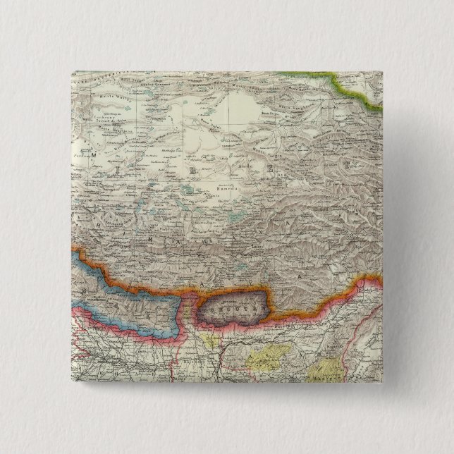 China and Tibet 2 Inch Square Button (Front)