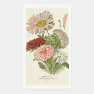 China Asters – Exquisite Vintage Floral Botanical  Napkin