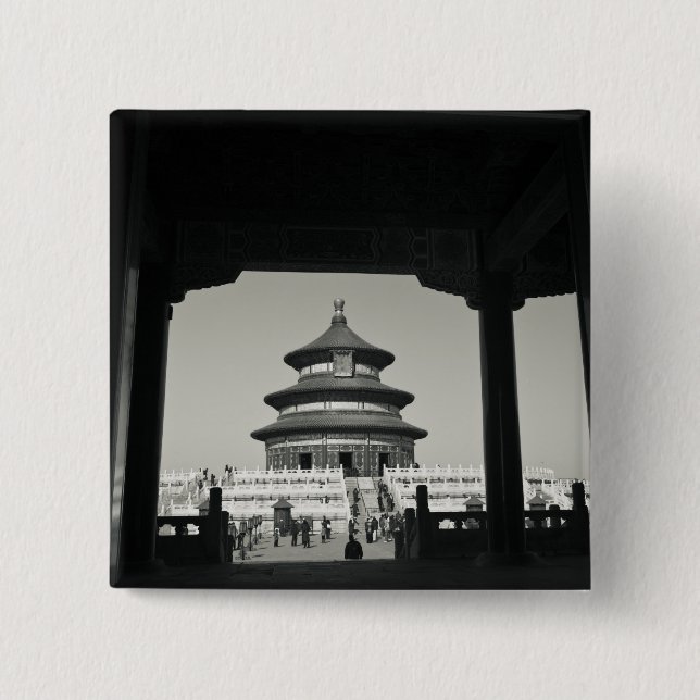 China, Beijing, Chongwen District. Temple of 2 Inch Square Button (Front)