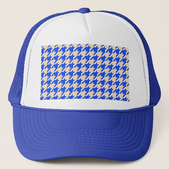 China Blue Houndstooth Trucker Hat (Front)
