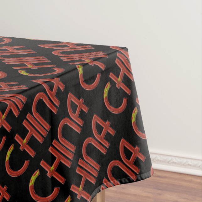 China Chinese Flag Colours Typography Tablecloth (In Situ)