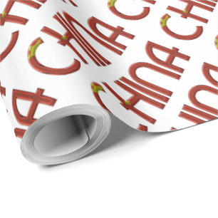 China Chinese Flag Colours Typography Wrapping Paper