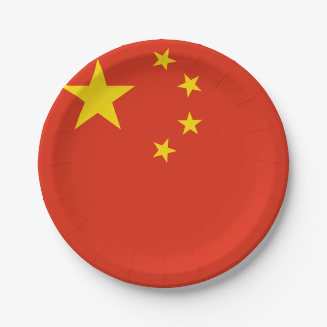 China (Chinese) Flag Paper Plate (Front)