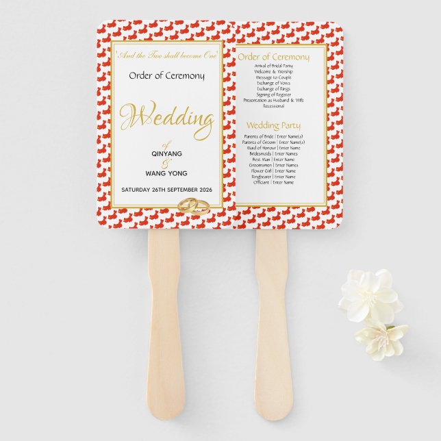 CHINA Christian Custom Wedding 婚礼 Programme Hand Fan (Front and Back)