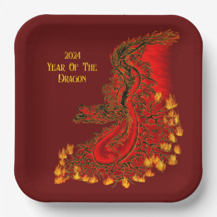 China Dragon , 2024 Year Of The Dragon Paper Plate