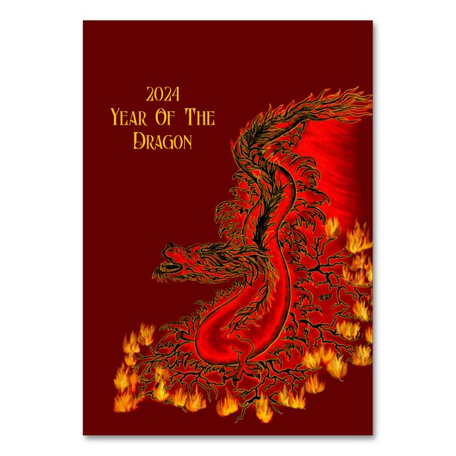 China Dragon , 2024 Year Of The Dragon Table Number (Front)