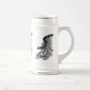 China Dragon, Black and white Design in Tattoostyl Beer Stein