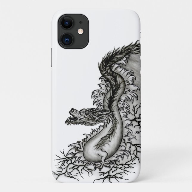 China Dragon, Black and white Design in Tattoostyl Case-Mate iPhone Case (Back)