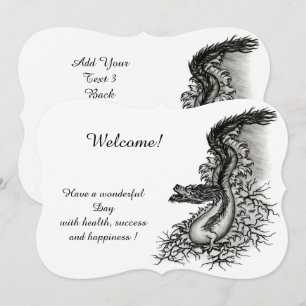 China Dragon, Black and white Design in Tattoostyl Invitation