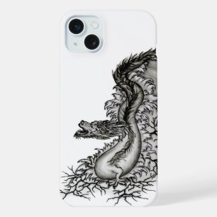 China Dragon, Black and white Design in Tattoostyl iPhone 15 Plus Case