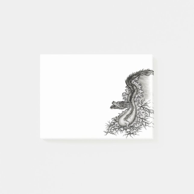 China Dragon, Black and white Design in Tattoostyl Post-it Notes (Front)