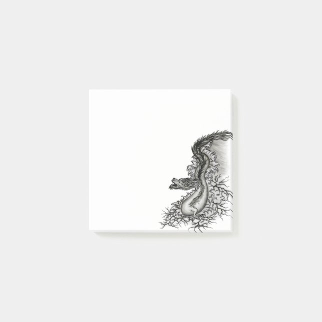 China Dragon, Black and white Design in Tattoostyl Post-it Notes (Front)