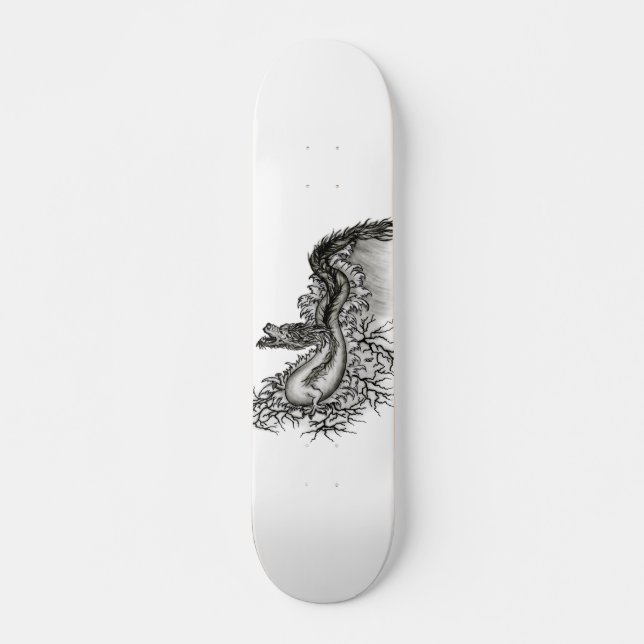 China Dragon, Black and white Design in Tattoostyl Skateboard (Front)
