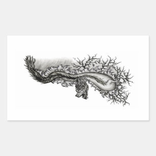 China Dragon, Black and white Design in Tattoostyl Sticker