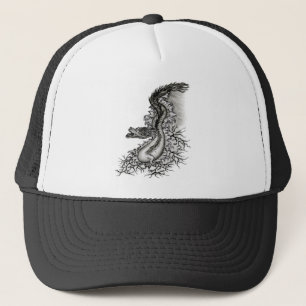 China Dragon, Black and white Design in Tattoostyl Trucker Hat