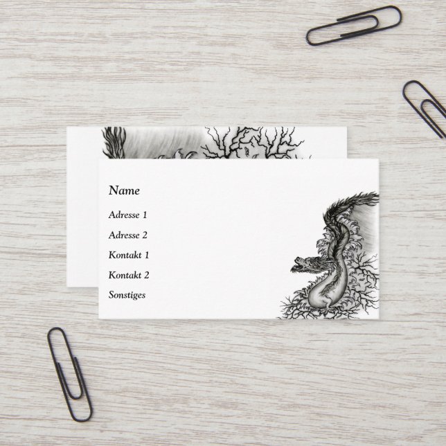 China Dragon in Tattoostyle   Business Card (Front/Back In Situ)