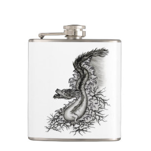 China Dragon in Tattoostyle Hip Flask