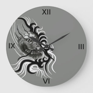 China Dragon in Tattoostyle Large Clock
