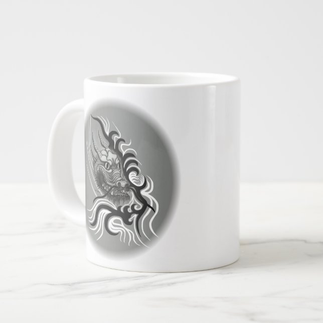 China Dragon in Tattoostyle Large Coffee Mug (Front Left)