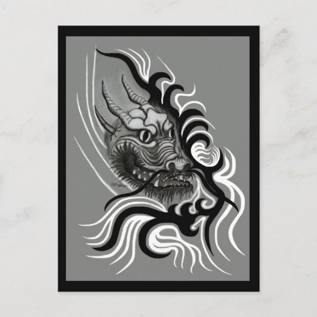 China Dragon in Tattoostyle Postcard (Front)