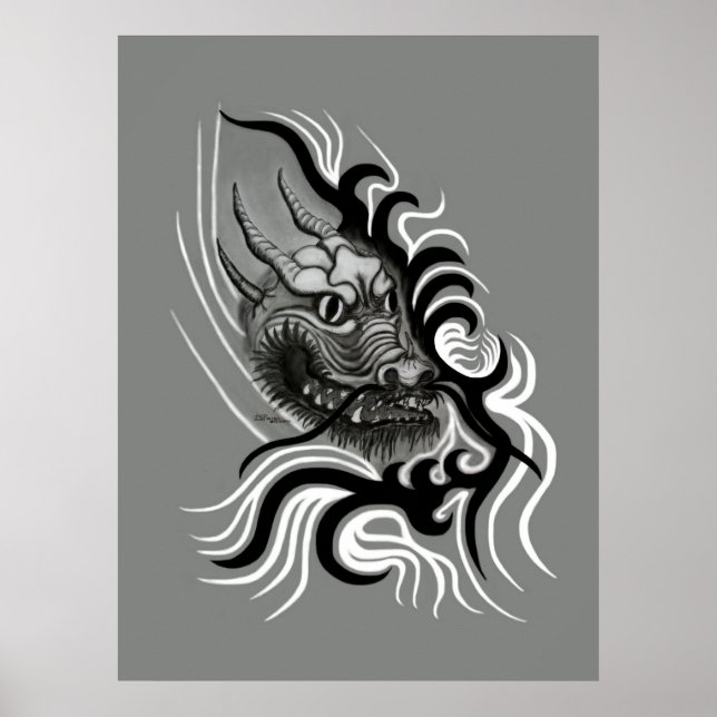 China Dragon in Tattoostyle Poster (Front)