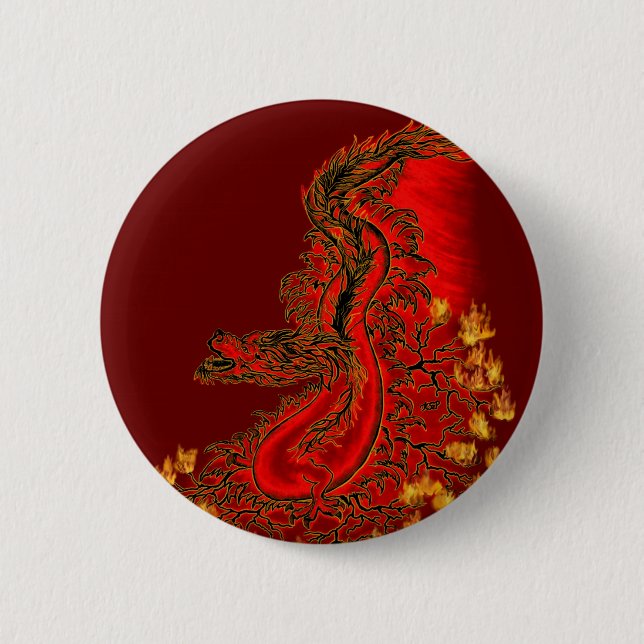 China Dragon red and gold design 2 Inch Round Button (Front)