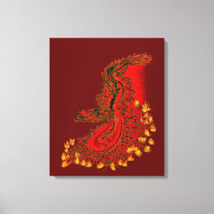 China Dragon red and gold design Canvas Print