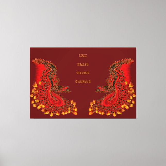 China Dragon red and gold design Canvas Print (Front)