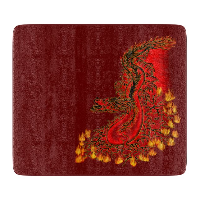China Dragon red and gold design Cutting Board (Front)