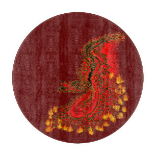 China Dragon red and gold design Cutting Board