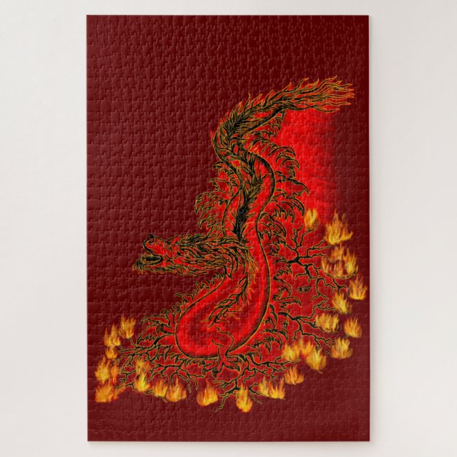 China Dragon red and gold design Jigsaw Puzzle (Vertical)