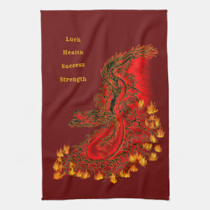 China Dragon red and gold design Kitchen Towel