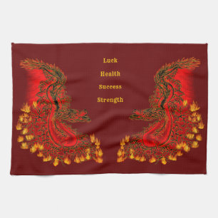 China Dragon red and gold design Kitchen Towel