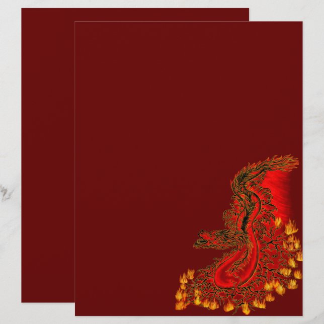 China Dragon red and gold design Letterhead (Front/Back)