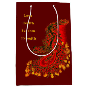 China Dragon red and gold design Medium Gift Bag
