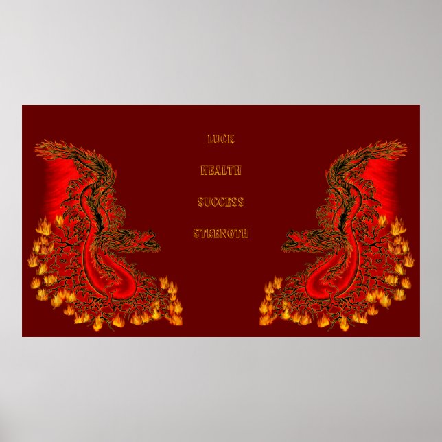 China Dragon red and gold design Poster (Front)
