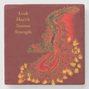 China Dragon red and gold design Stone Coaster