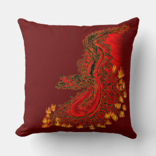 China Dragon red and gold design Throw Pillow
