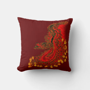 China Dragon red and gold design Throw Pillow