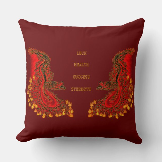 China Dragon red and gold design Throw Pillow (Front)