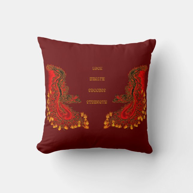 China Dragon red and gold design Throw Pillow (Front)
